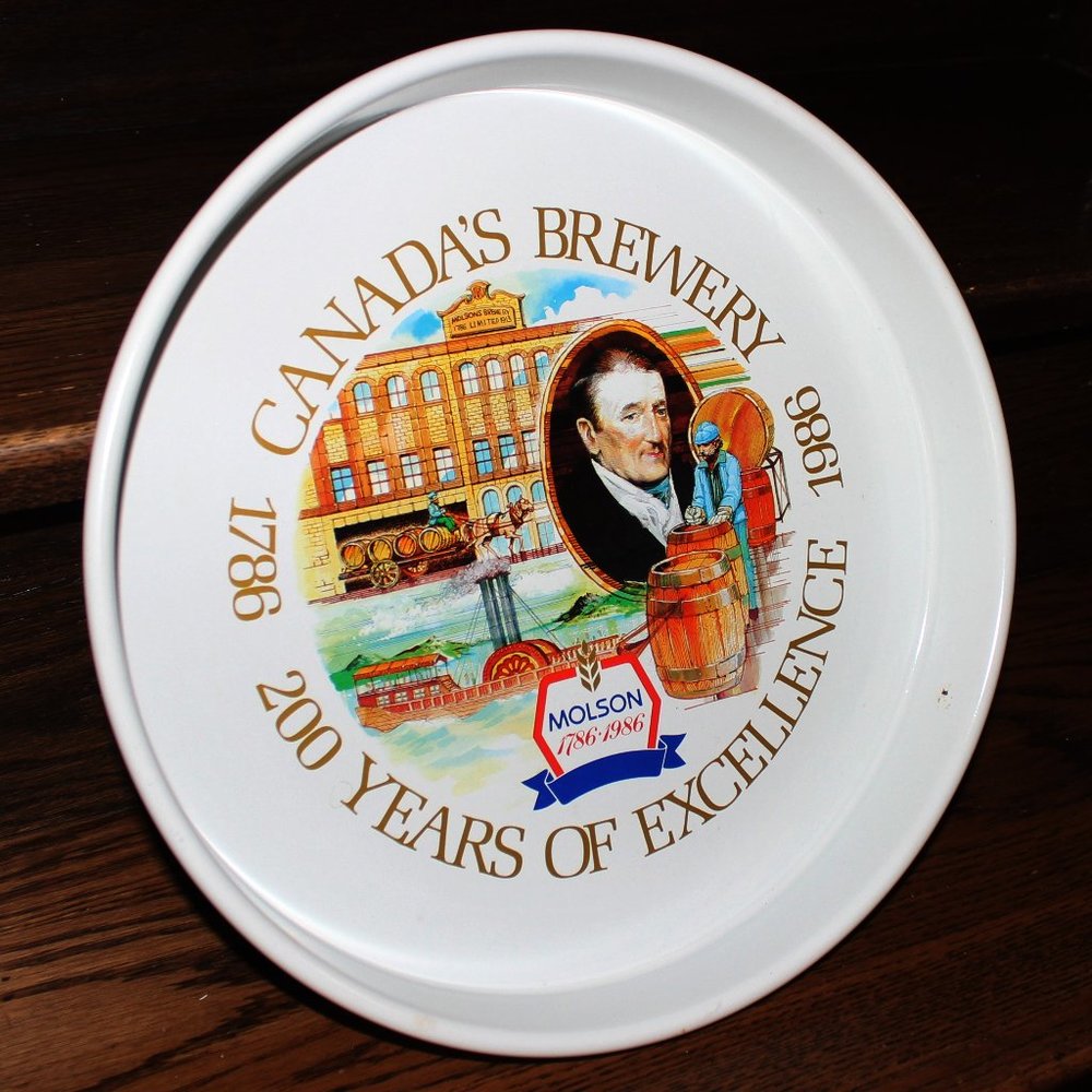 Molson 200th anniversary serving beer tray 1786-1986 Canada's Brewery